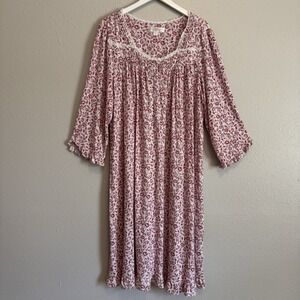 Eileen West Ditsy Floral Modal,Lace Trim Soft Sleepwear Nightgown Cottagecore XL